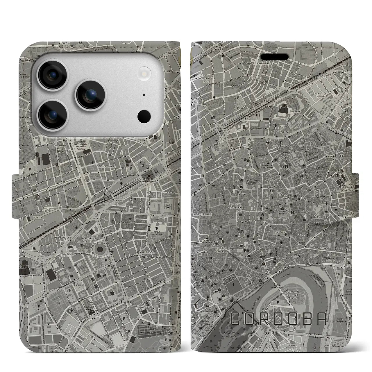 【コルドバ(スペイン)】地図柄iPhoneケース(手帳タイプ)