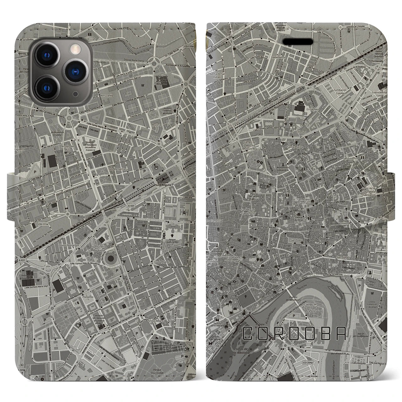 【コルドバ(スペイン)】地図柄iPhoneケース(手帳タイプ)