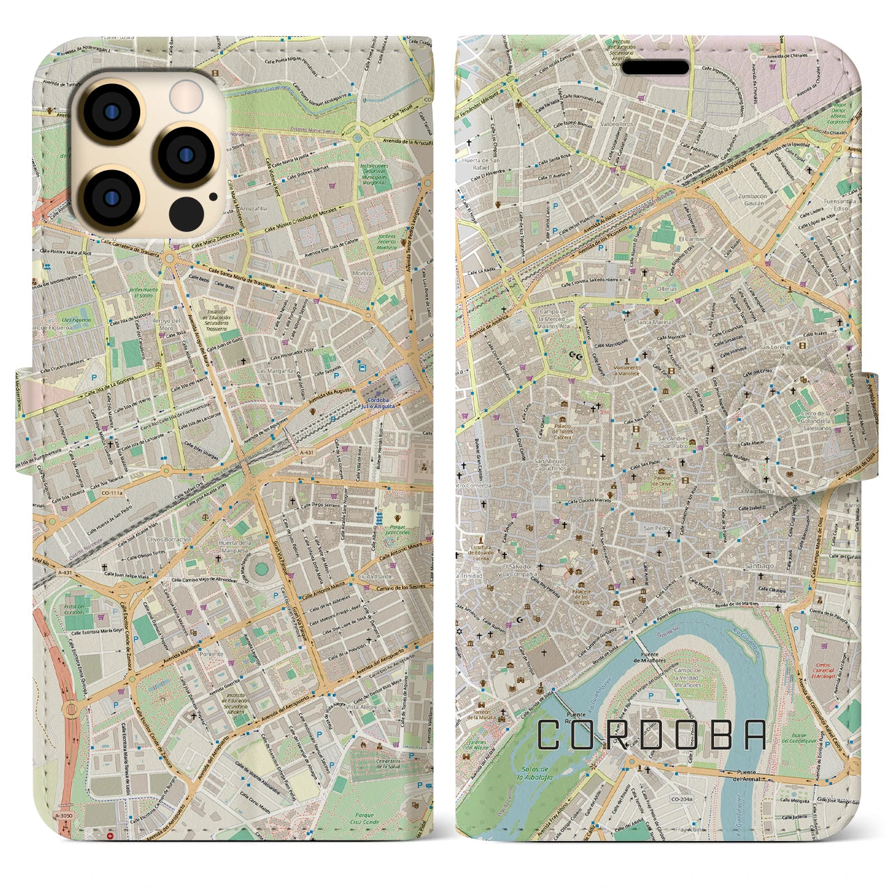 【コルドバ(スペイン)】地図柄iPhoneケース(手帳タイプ)