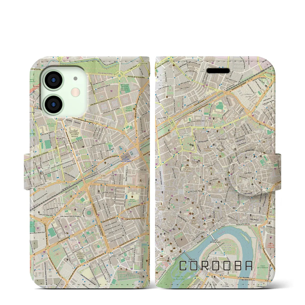 【コルドバ(スペイン)】地図柄iPhoneケース(手帳タイプ)