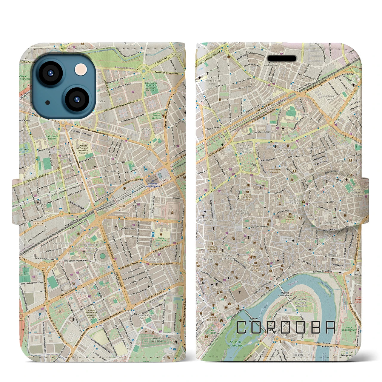 【コルドバ(スペイン)】地図柄iPhoneケース(手帳タイプ)