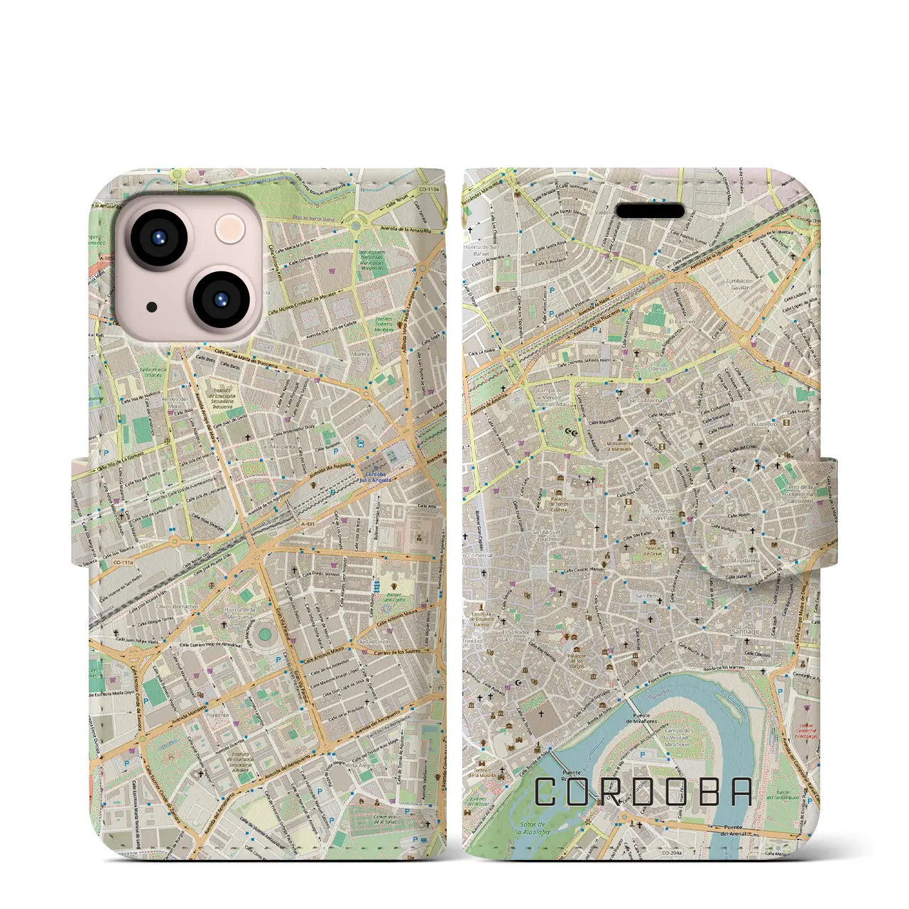 【コルドバ(スペイン)】地図柄iPhoneケース(手帳タイプ)