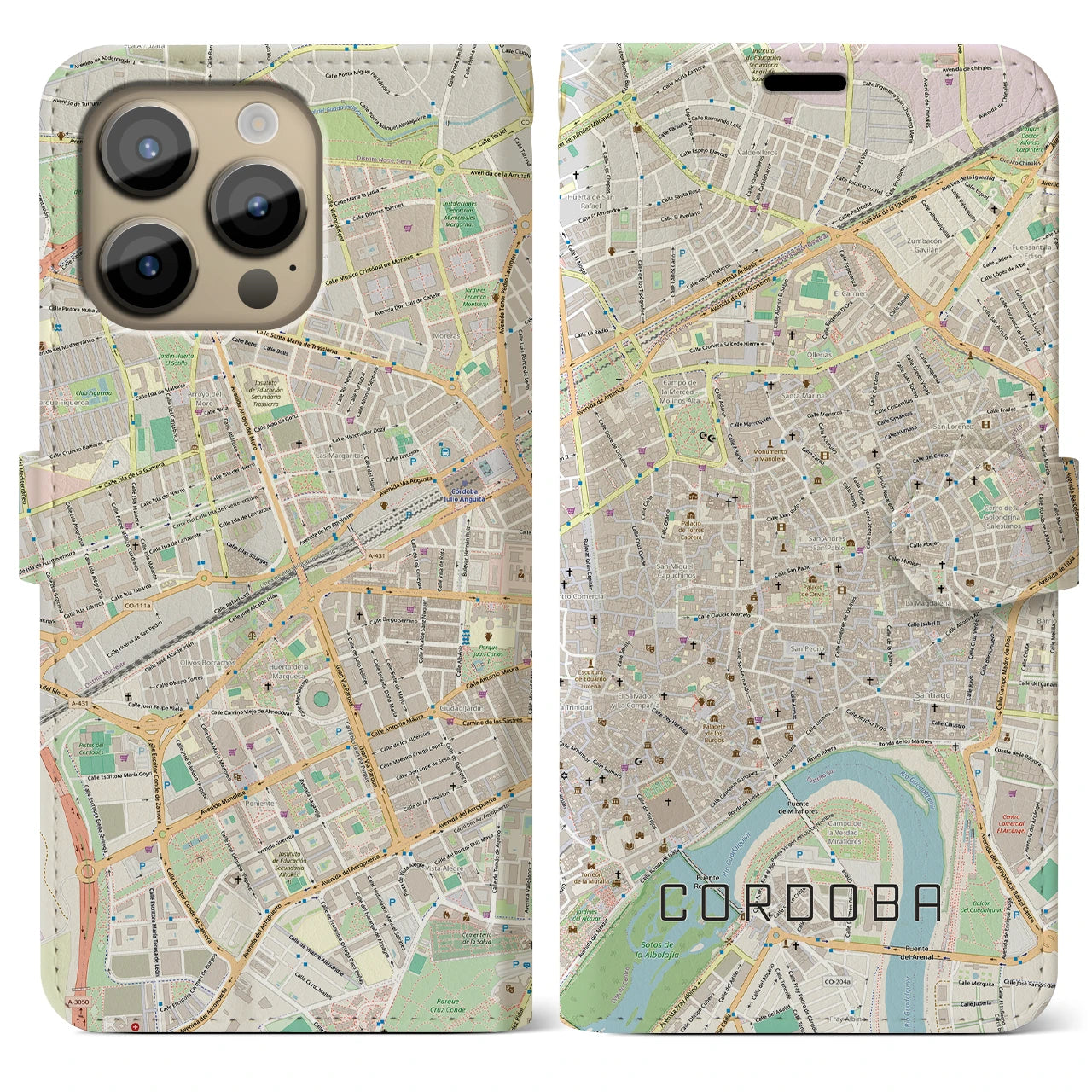 【コルドバ(スペイン)】地図柄iPhoneケース(手帳タイプ)