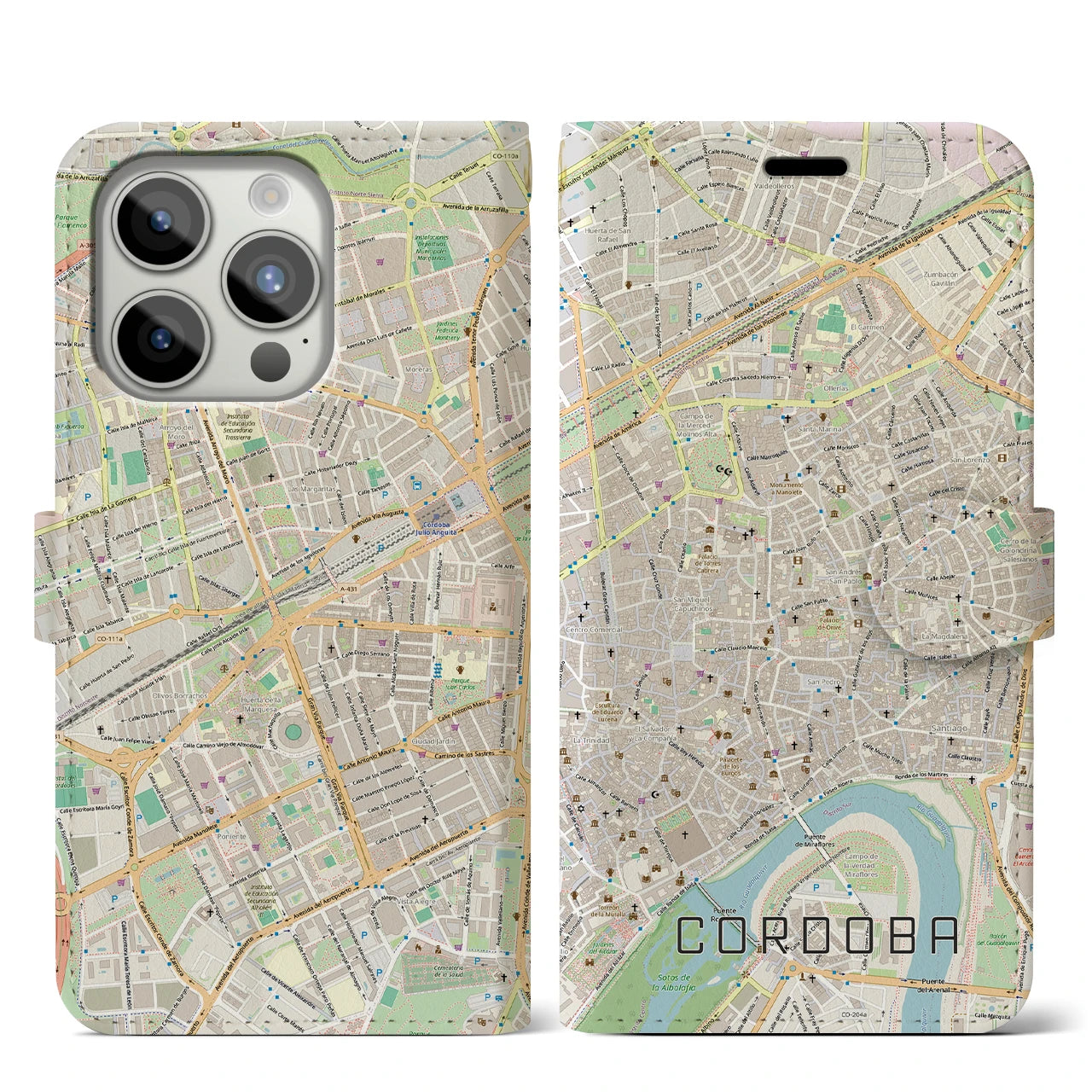 【コルドバ(スペイン)】地図柄iPhoneケース(手帳タイプ)