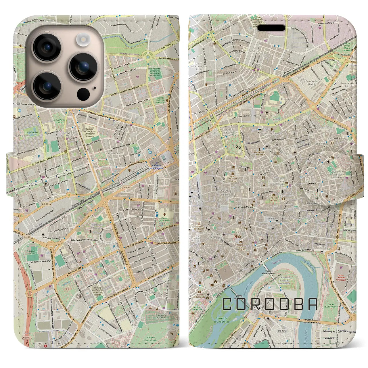 【コルドバ(スペイン)】地図柄iPhoneケース(手帳タイプ)