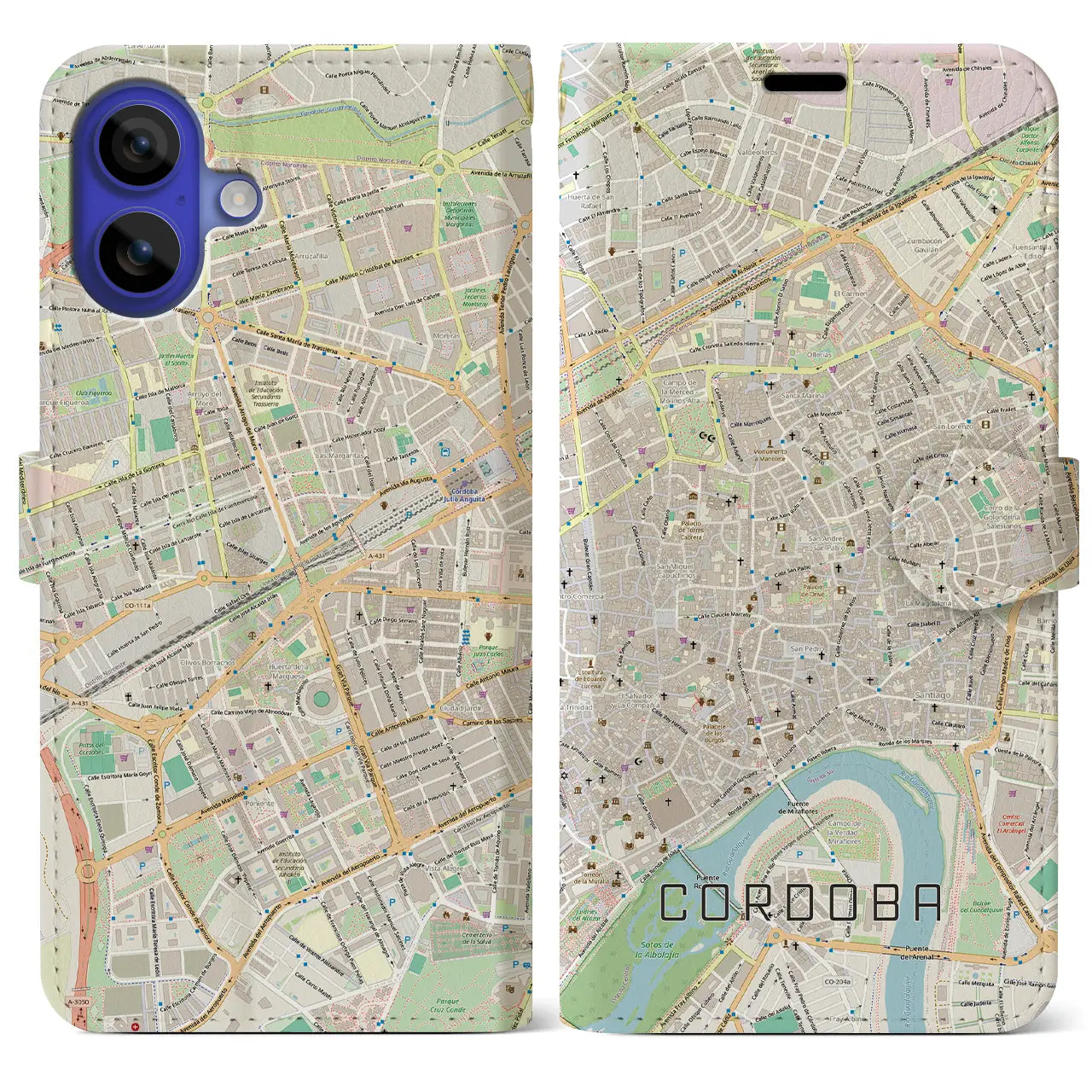【コルドバ(スペイン)】地図柄iPhoneケース(手帳タイプ)