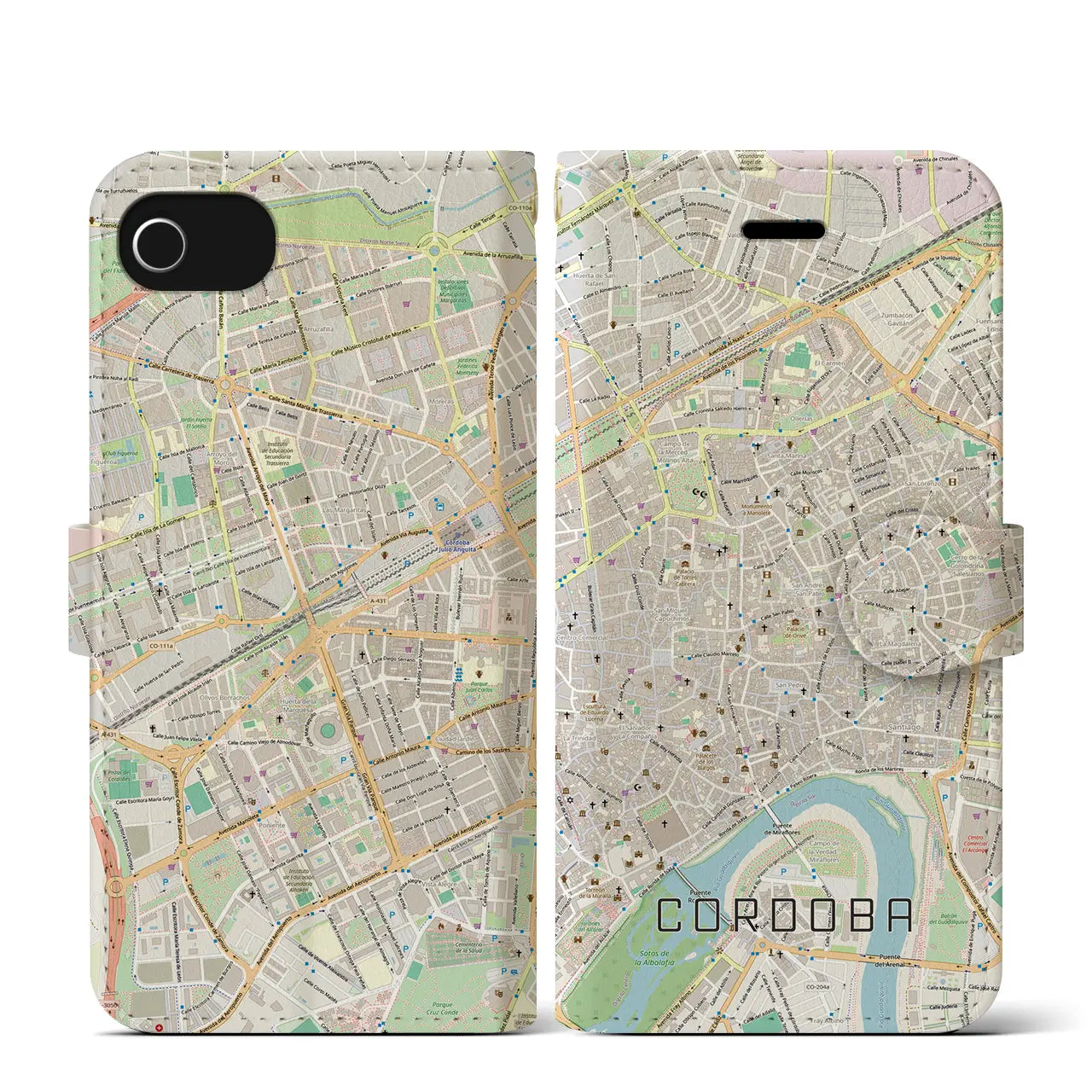 【コルドバ(スペイン)】地図柄iPhoneケース(手帳タイプ)