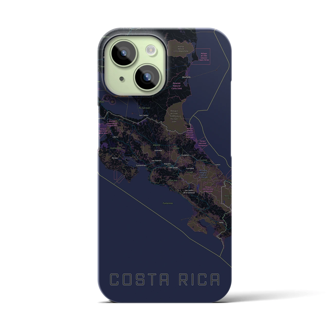 【コスタリカ】地図柄iPhoneケース(バックカバータイプ)