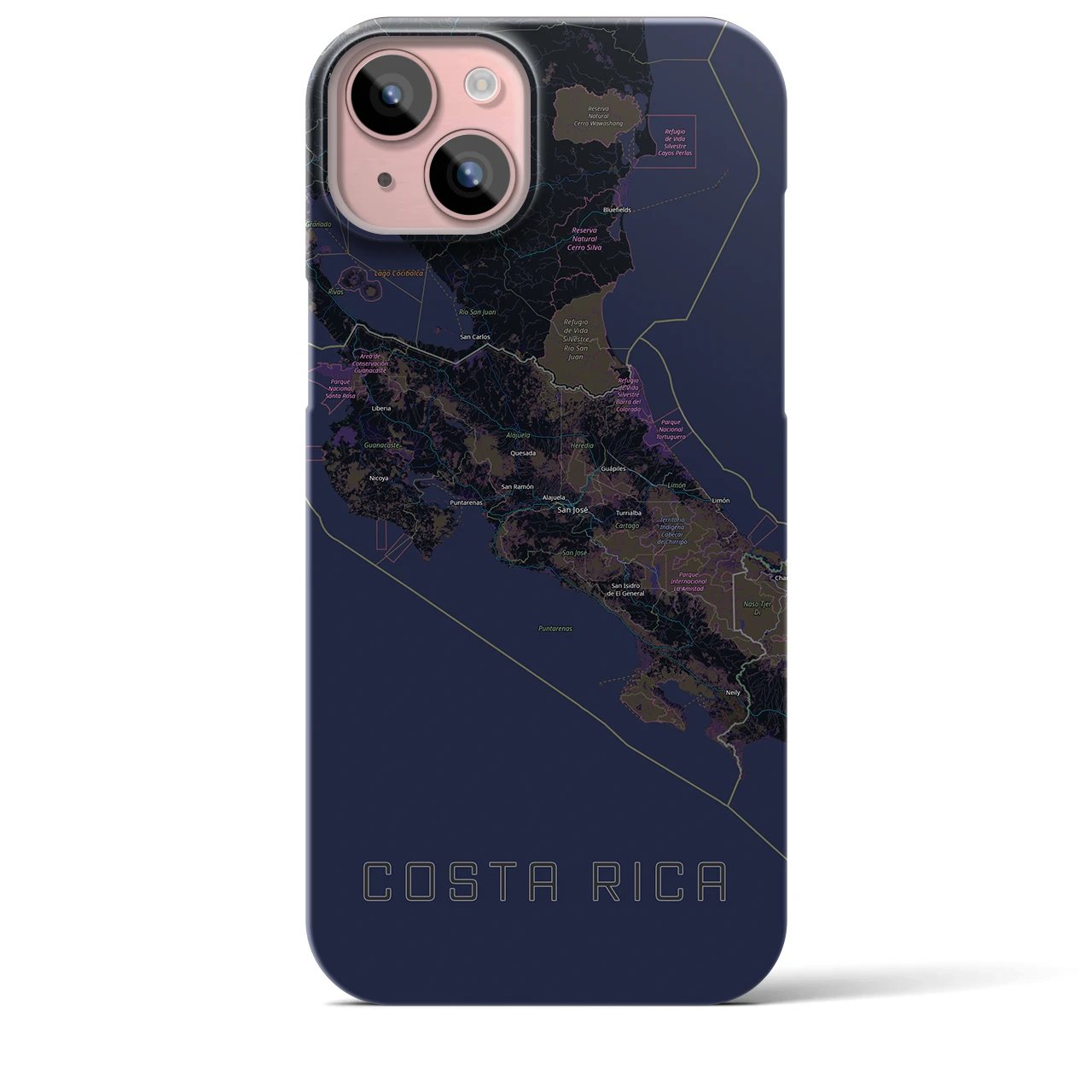 【コスタリカ】地図柄iPhoneケース(バックカバータイプ)