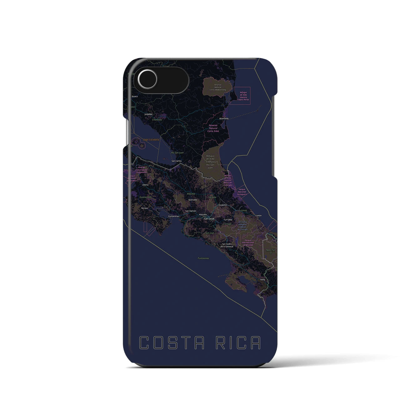【コスタリカ】地図柄iPhoneケース(バックカバータイプ)