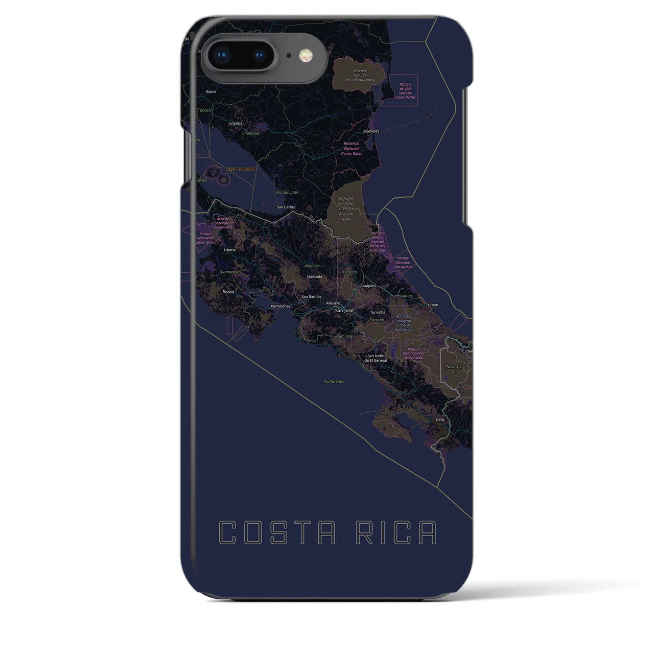 【コスタリカ】地図柄iPhoneケース(バックカバータイプ)