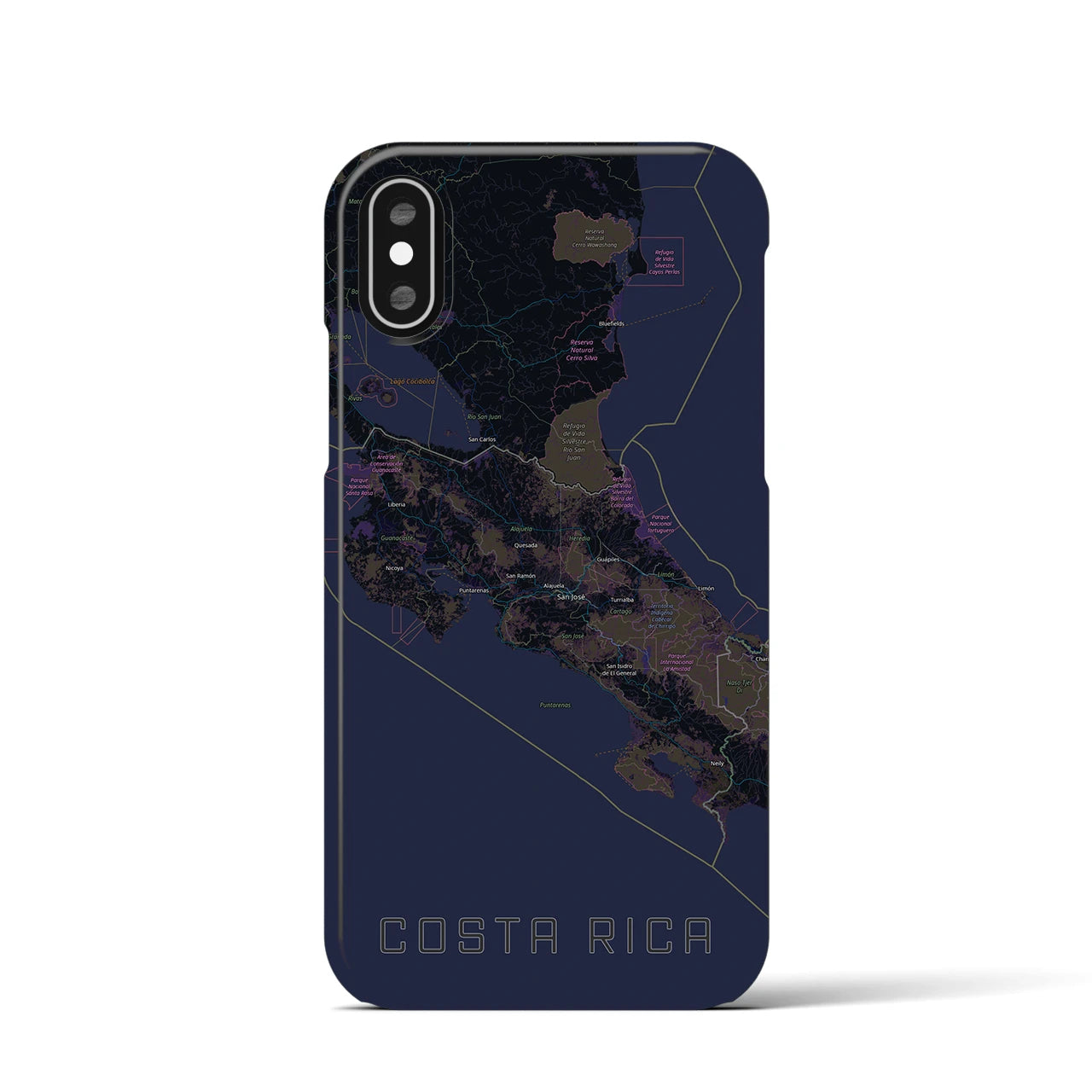 【コスタリカ】地図柄iPhoneケース(バックカバータイプ)