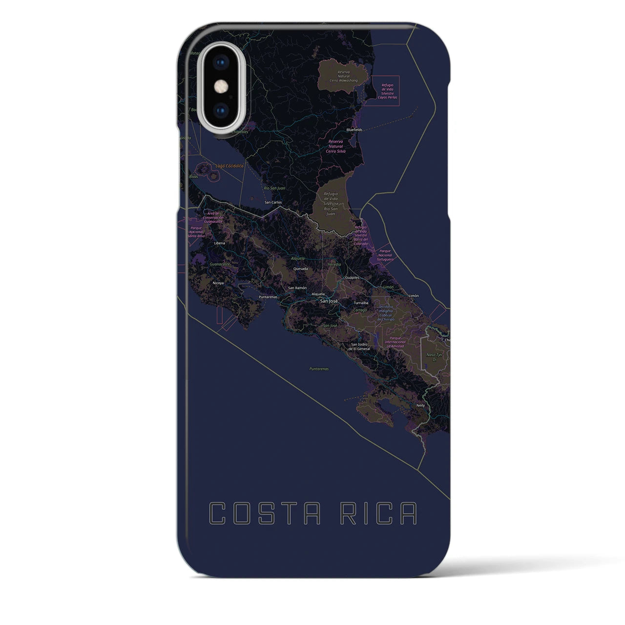 【コスタリカ】地図柄iPhoneケース(バックカバータイプ)
