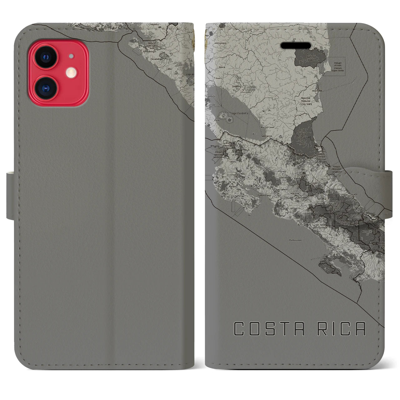 【コスタリカ】地図柄iPhoneケース(手帳タイプ)
