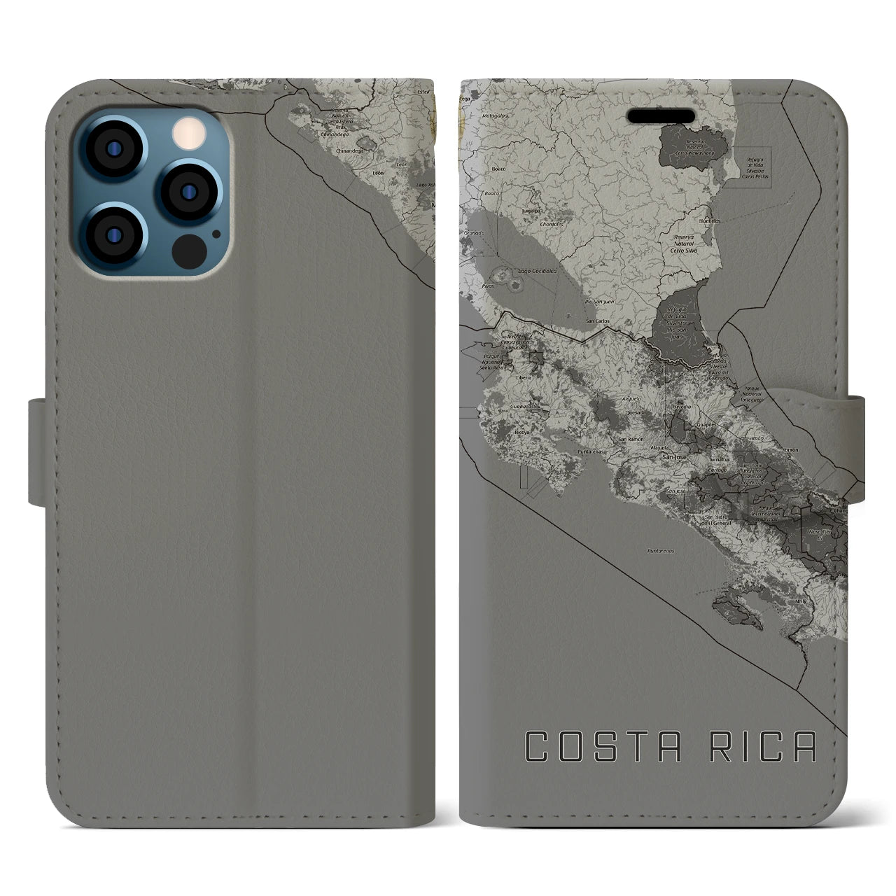 【コスタリカ】地図柄iPhoneケース(手帳タイプ)