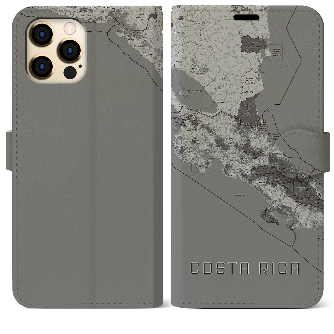 【コスタリカ】地図柄iPhoneケース(手帳タイプ)