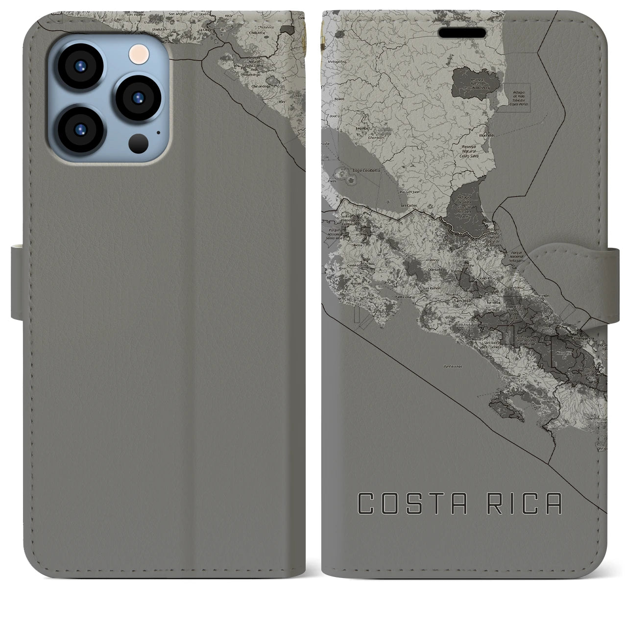 【コスタリカ】地図柄iPhoneケース(手帳タイプ)