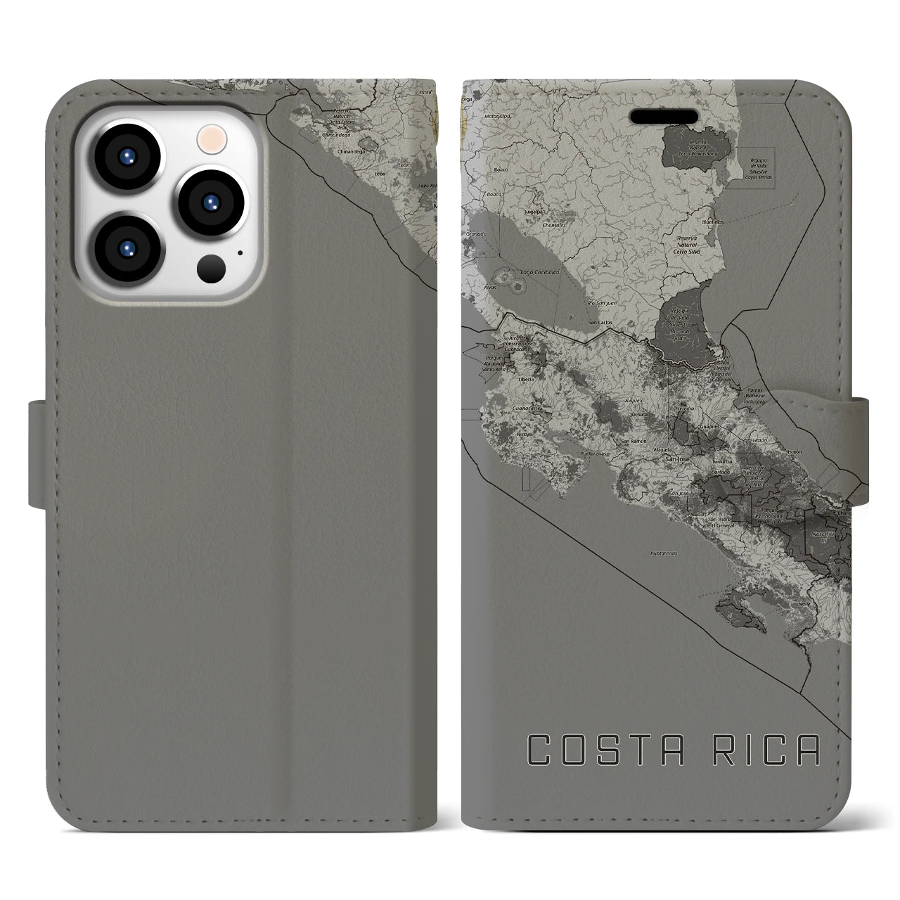 【コスタリカ】地図柄iPhoneケース(手帳タイプ)