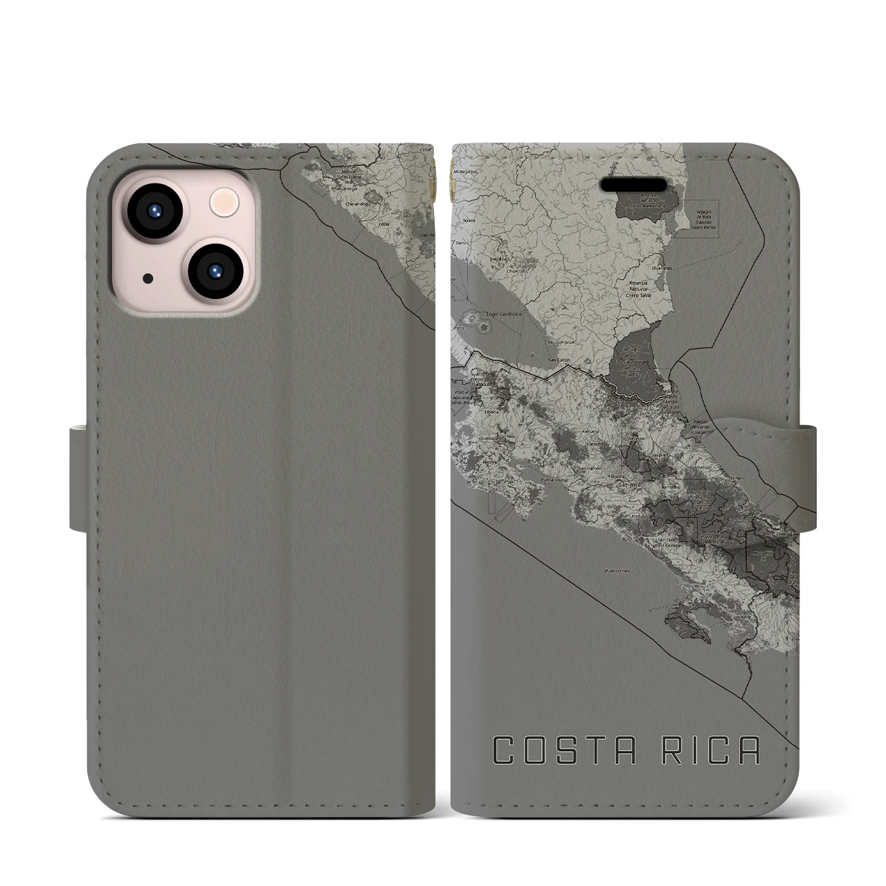 【コスタリカ】地図柄iPhoneケース(手帳タイプ)