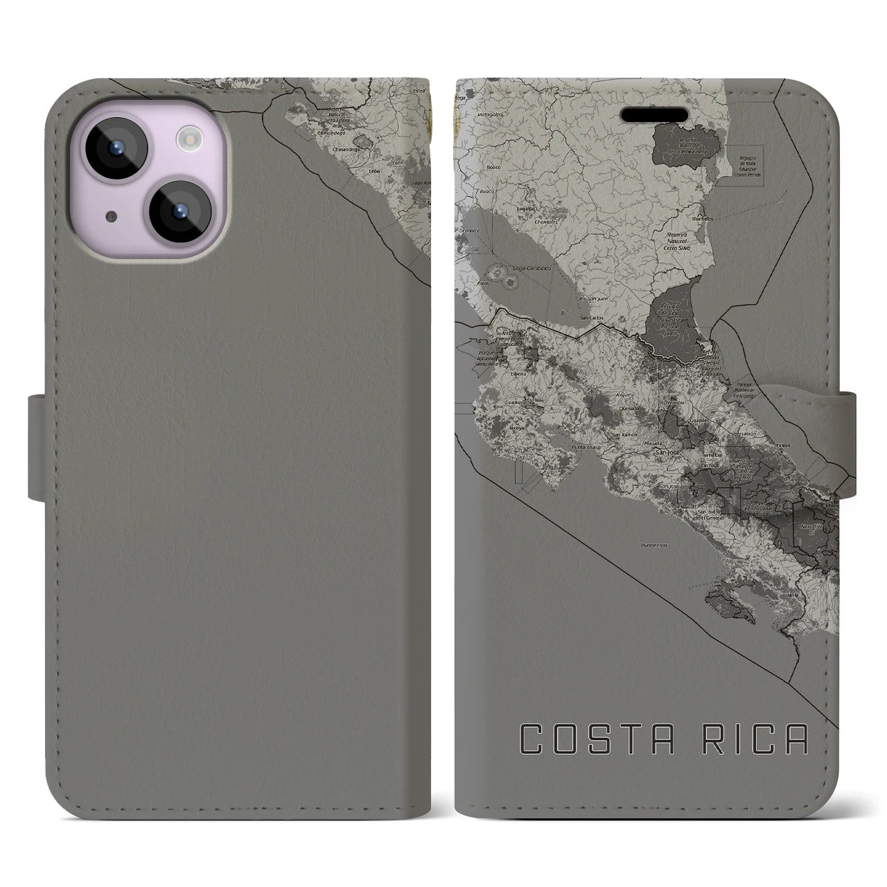 【コスタリカ】地図柄iPhoneケース(手帳タイプ)