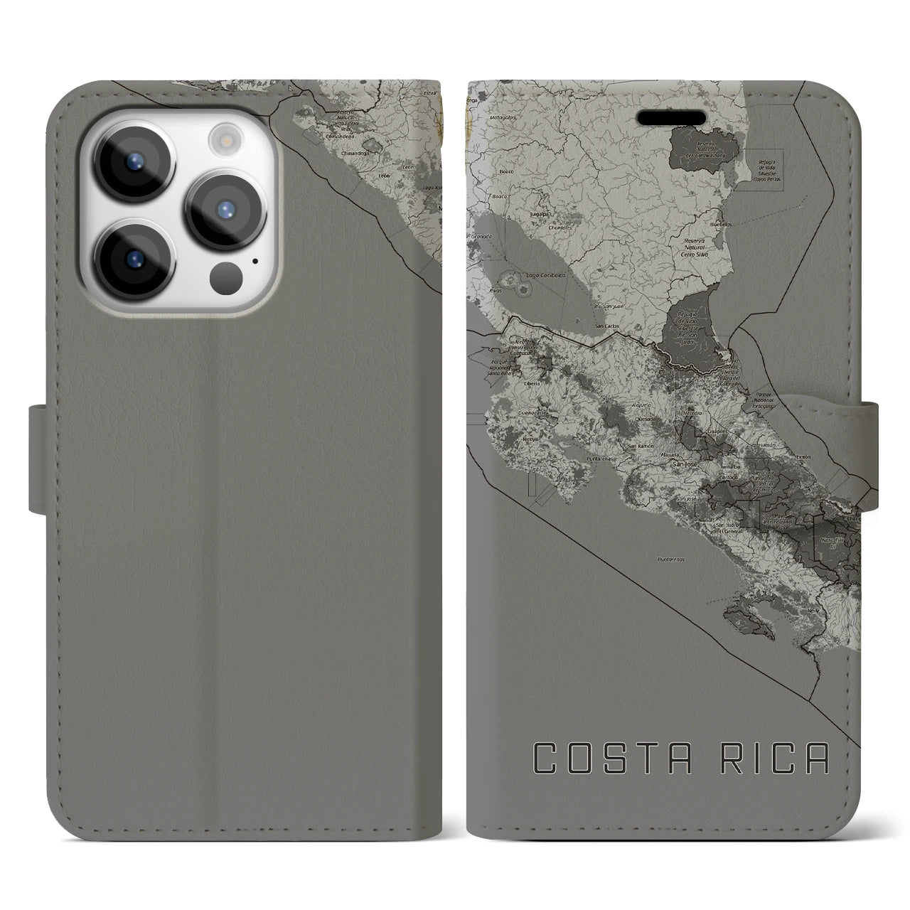 【コスタリカ】地図柄iPhoneケース(手帳タイプ)