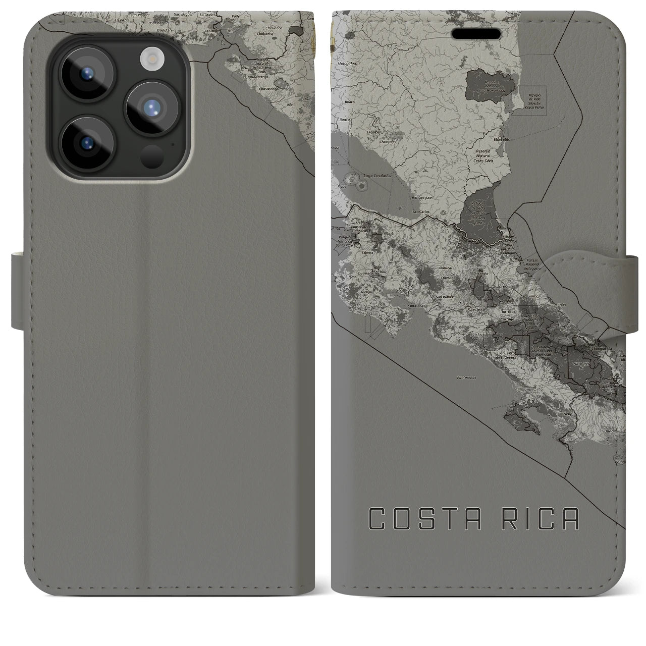 【コスタリカ】地図柄iPhoneケース(手帳タイプ)