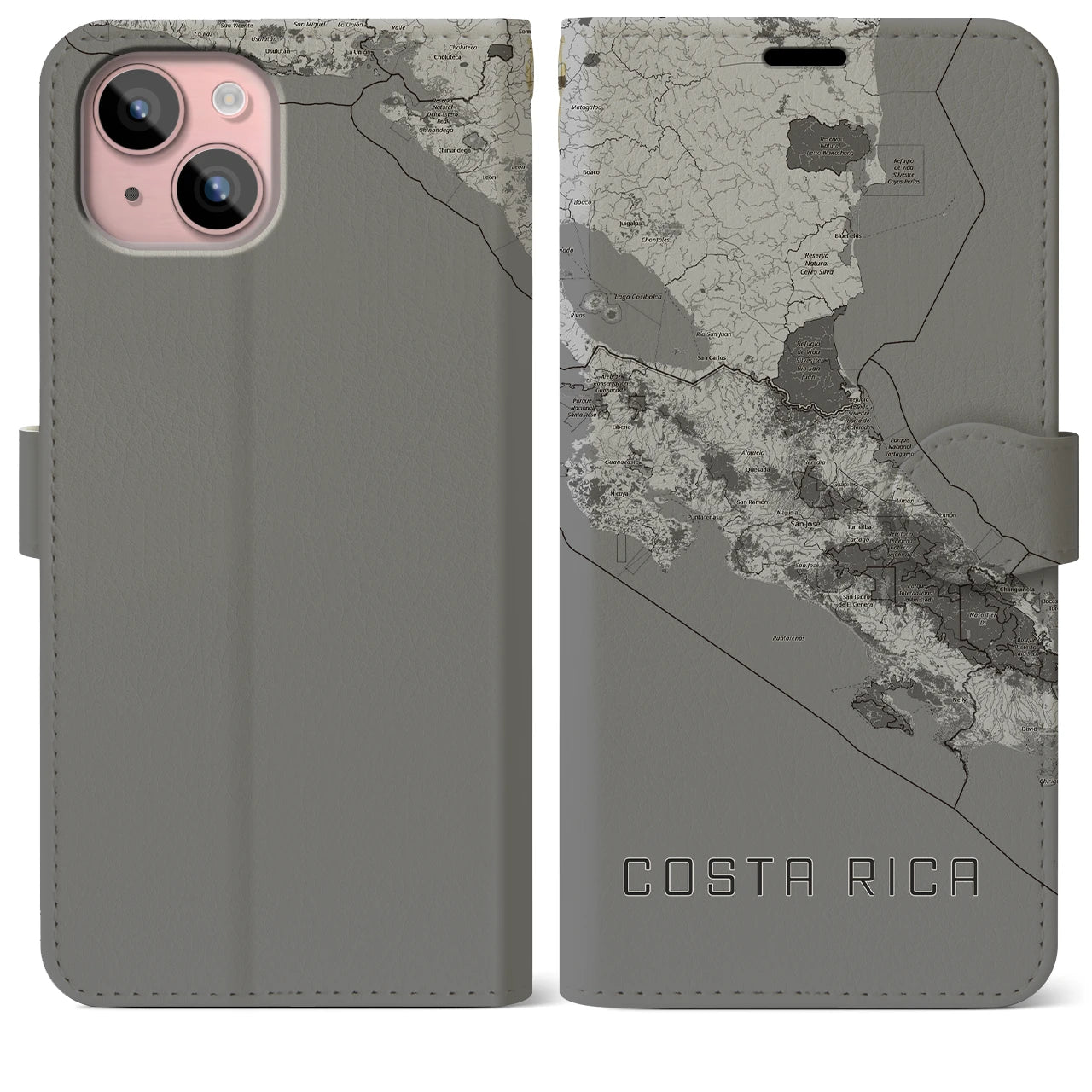【コスタリカ】地図柄iPhoneケース(手帳タイプ)