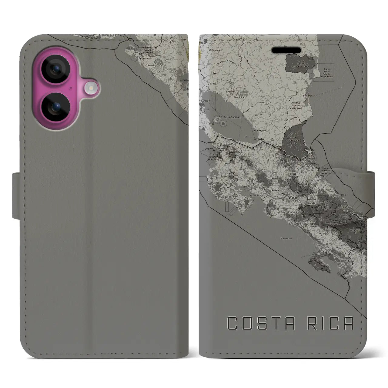 【コスタリカ】地図柄iPhoneケース(手帳タイプ)