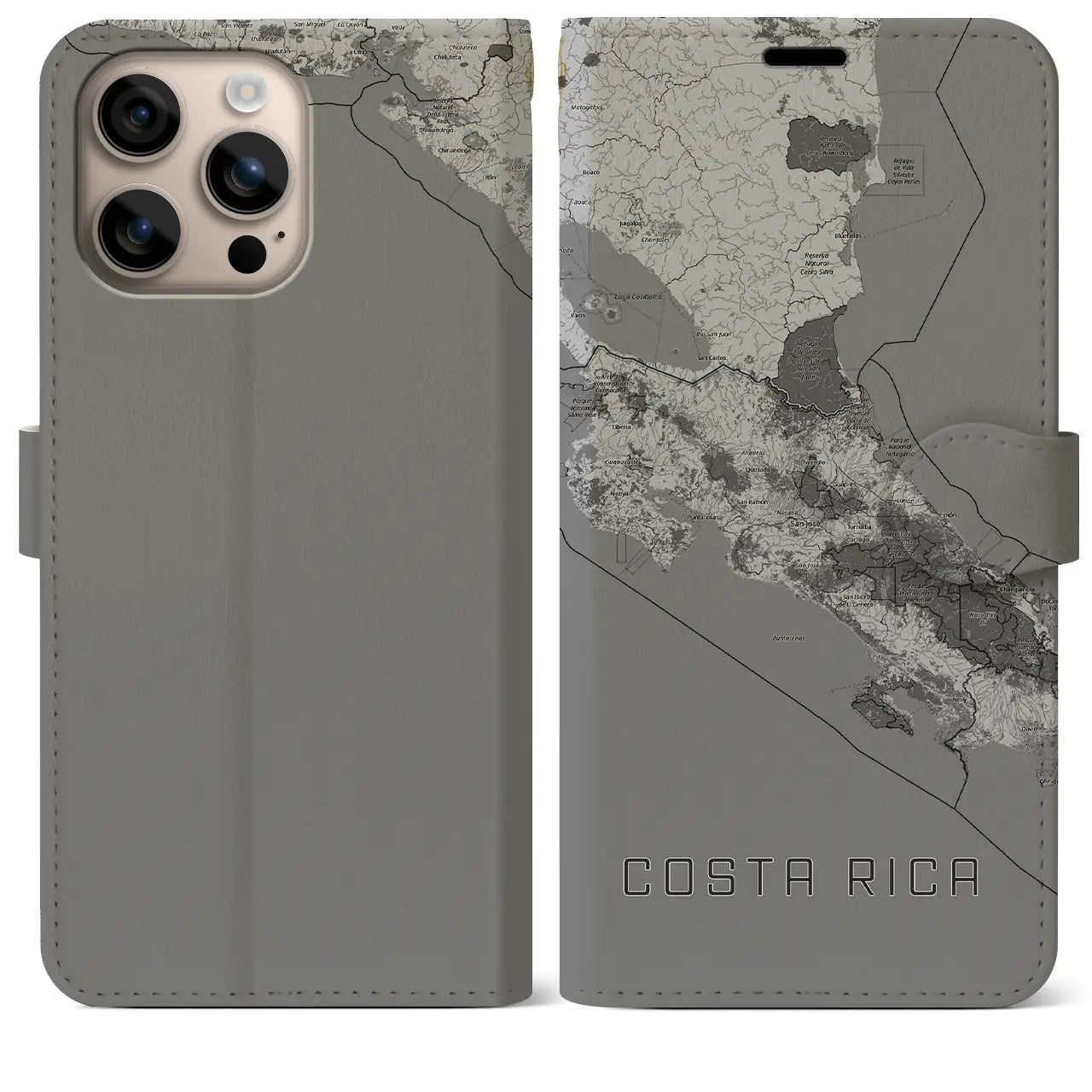 【コスタリカ】地図柄iPhoneケース(手帳タイプ)