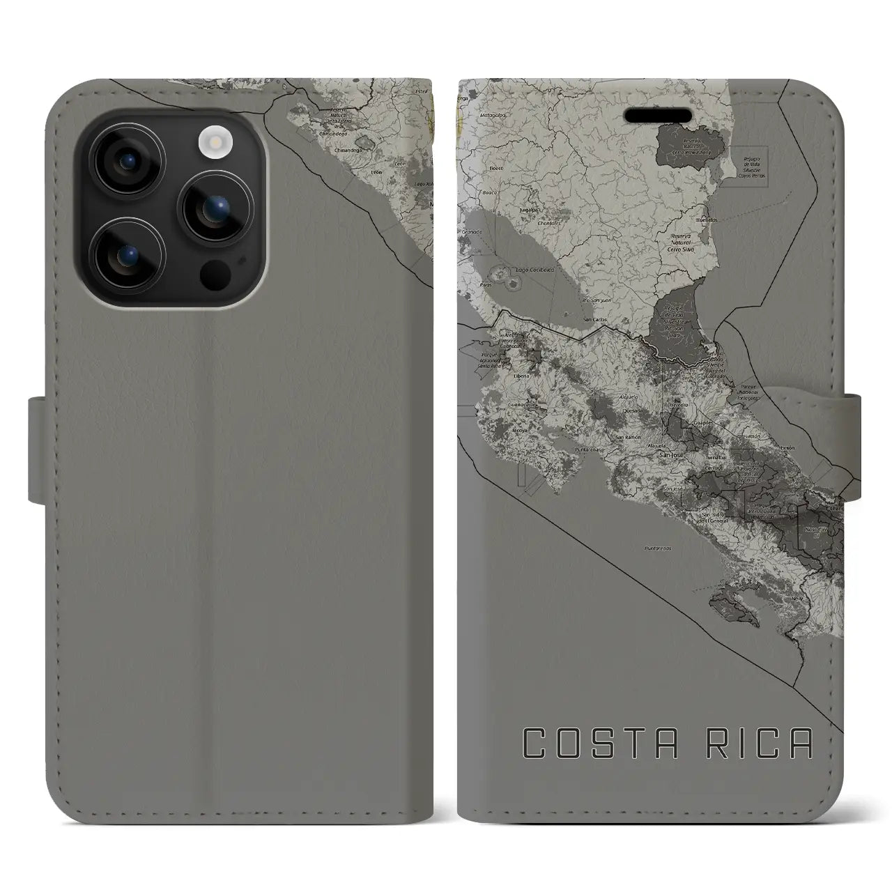 【コスタリカ】地図柄iPhoneケース(手帳タイプ)