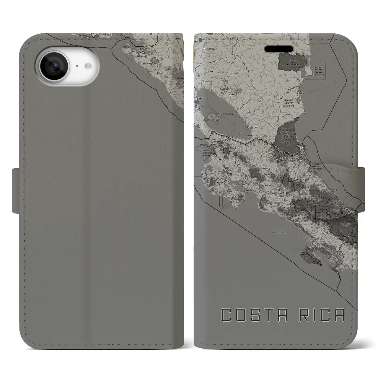 【コスタリカ】地図柄iPhoneケース(手帳タイプ)