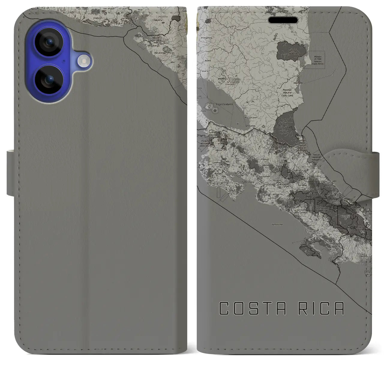 【コスタリカ】地図柄iPhoneケース(手帳タイプ)
