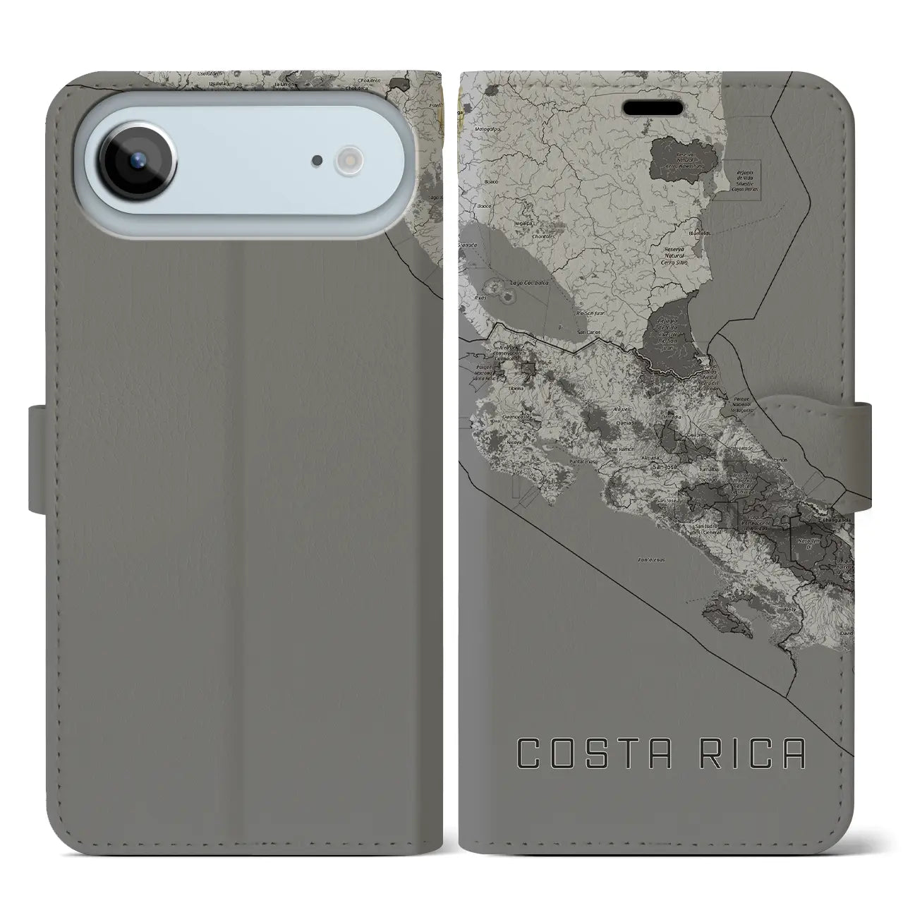 【コスタリカ】地図柄iPhoneケース(手帳タイプ)