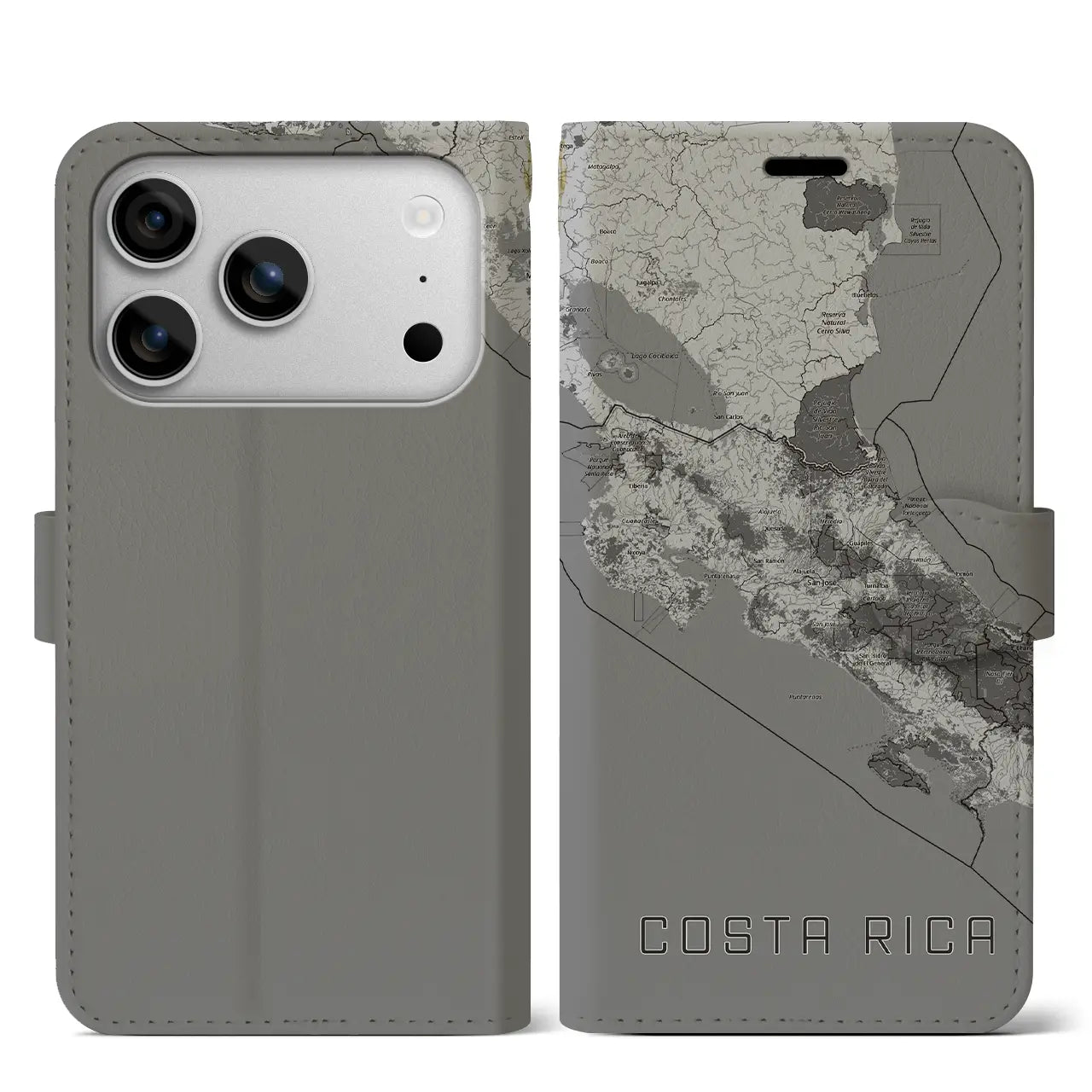 【コスタリカ】地図柄iPhoneケース(手帳タイプ)