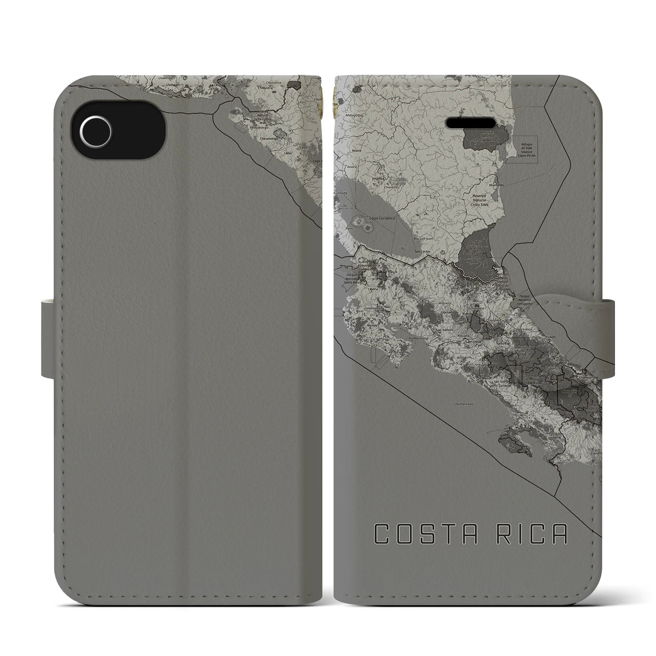 【コスタリカ】地図柄iPhoneケース(手帳タイプ)