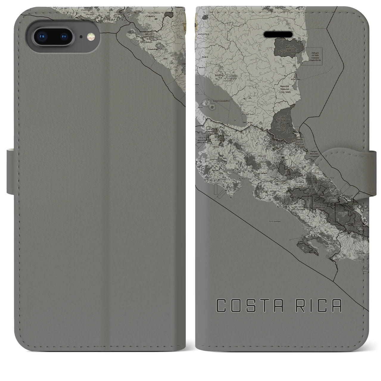 【コスタリカ】地図柄iPhoneケース(手帳タイプ)