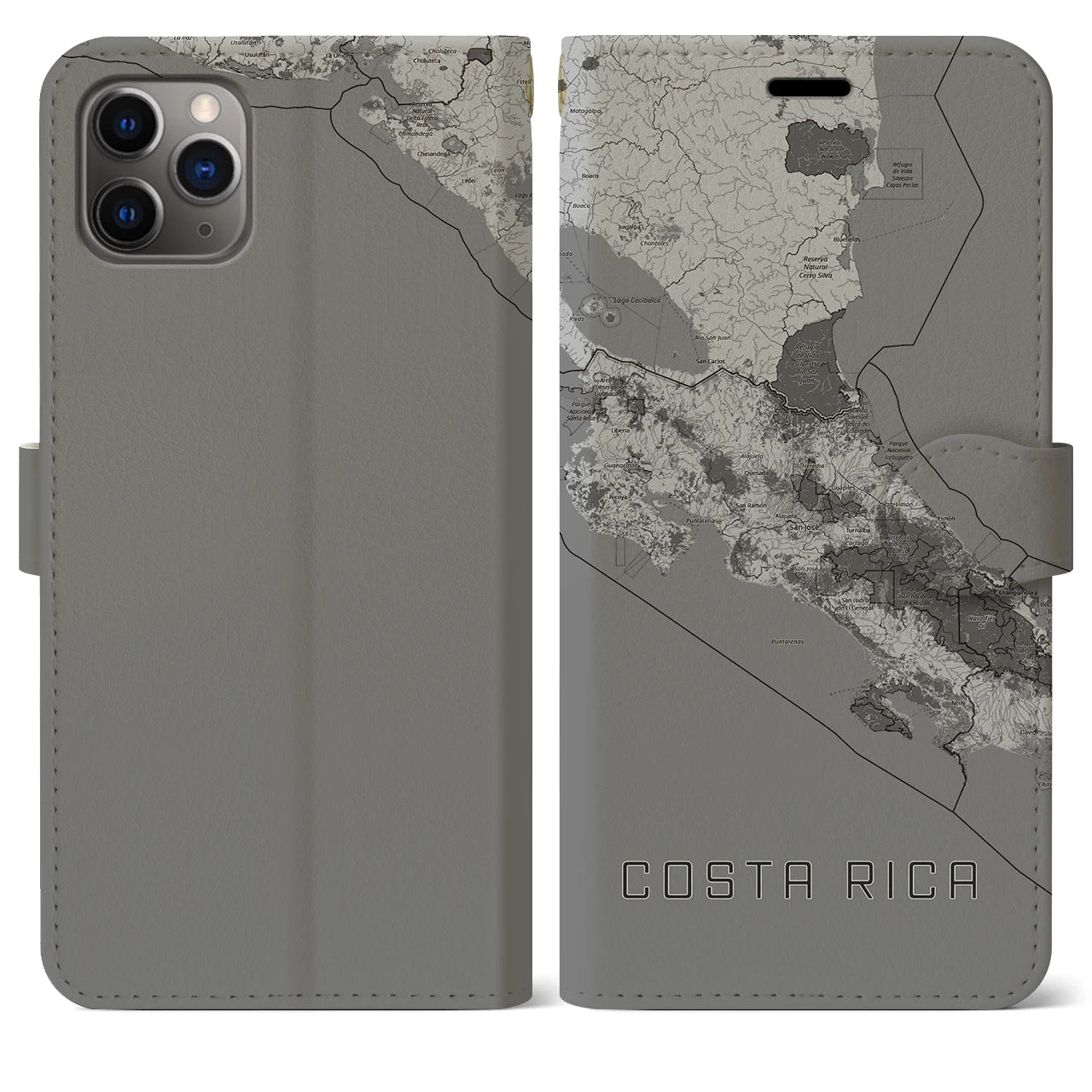 【コスタリカ】地図柄iPhoneケース(手帳タイプ)