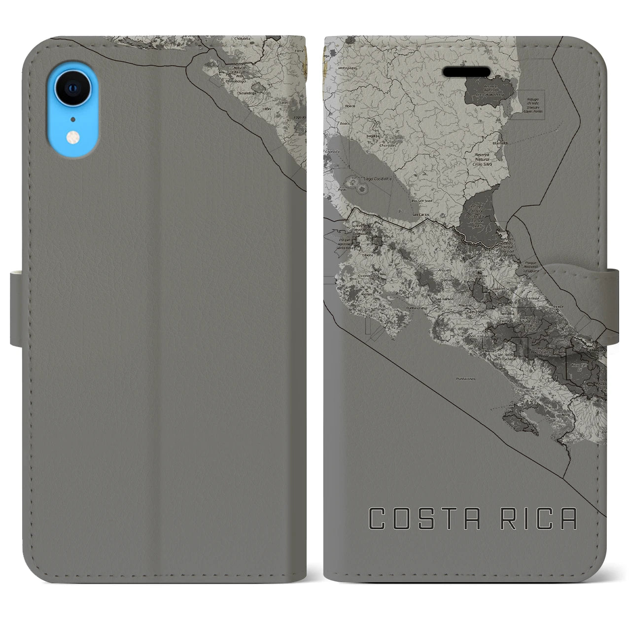 【コスタリカ】地図柄iPhoneケース(手帳タイプ)
