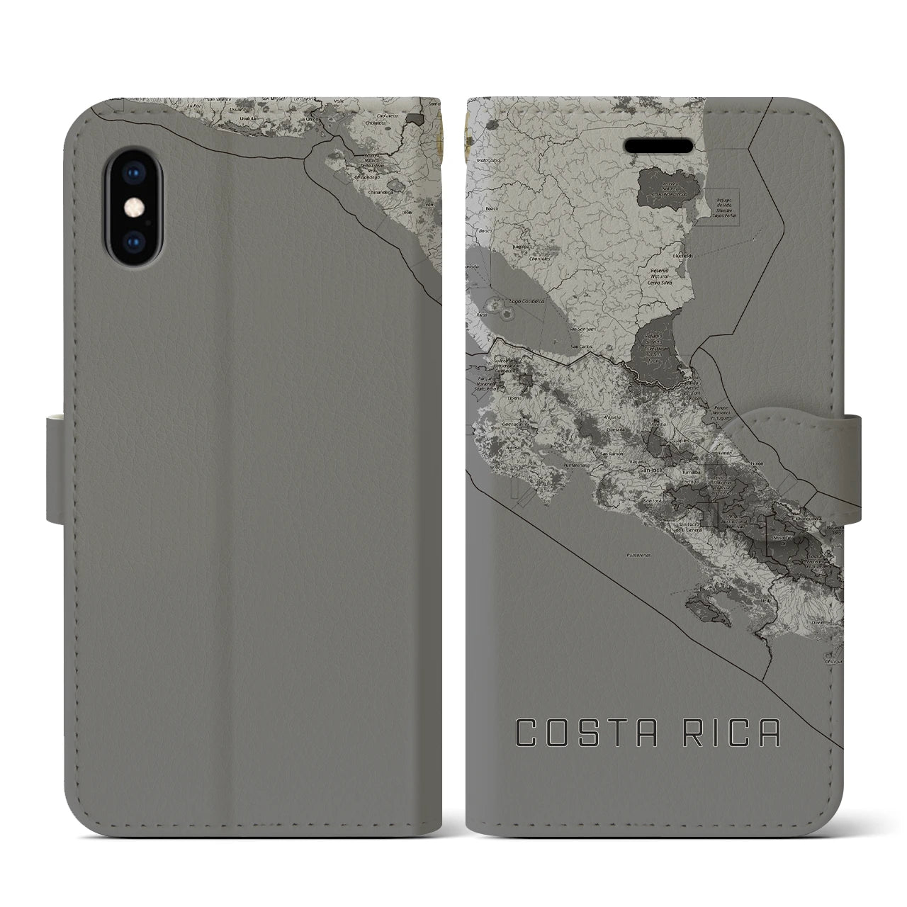 【コスタリカ】地図柄iPhoneケース(手帳タイプ)