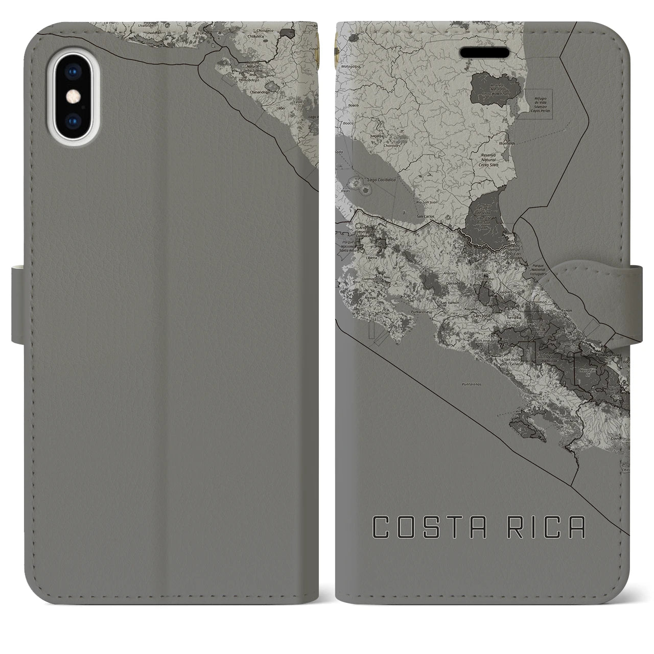 【コスタリカ】地図柄iPhoneケース(手帳タイプ)