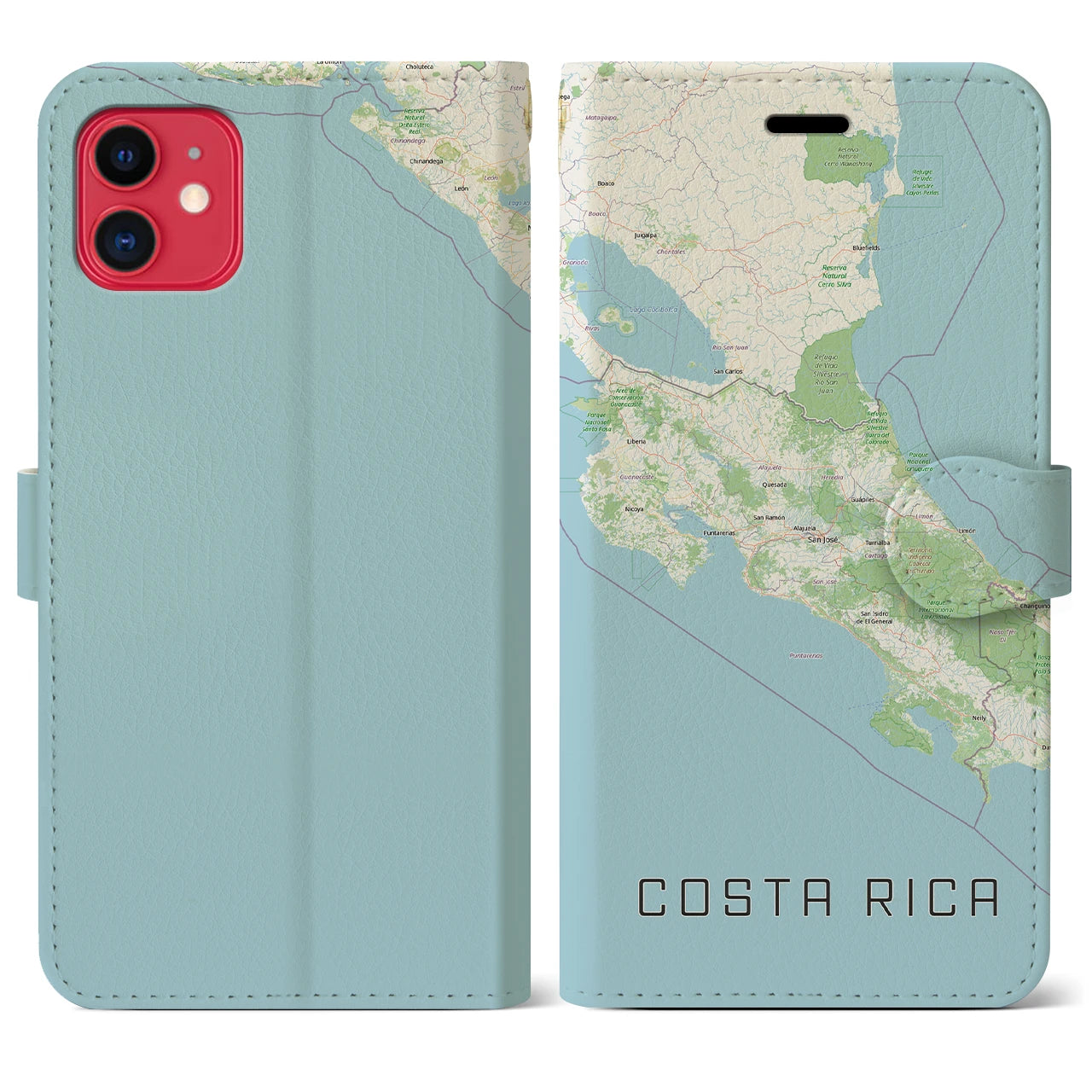 【コスタリカ】地図柄iPhoneケース(手帳タイプ)