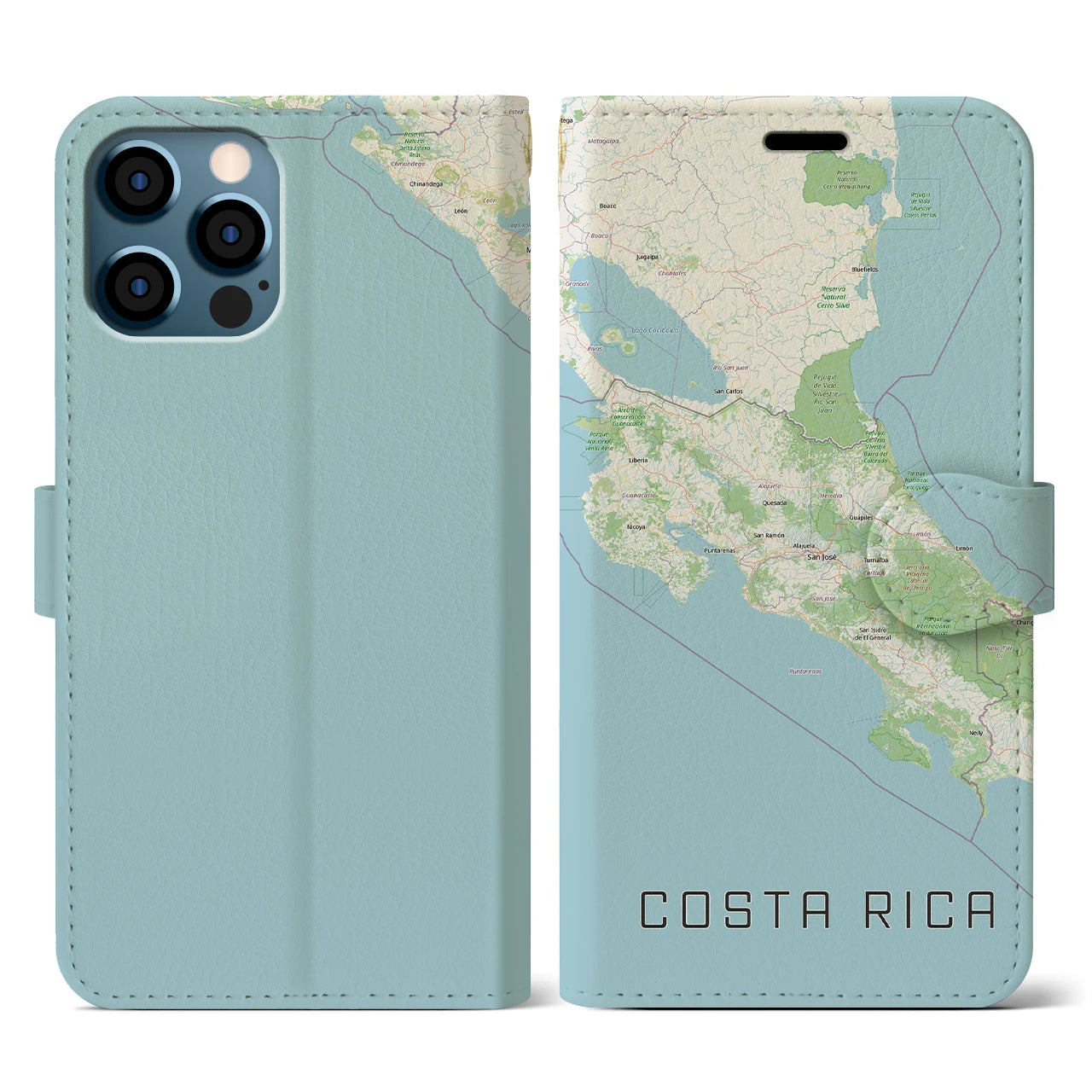 【コスタリカ】地図柄iPhoneケース(手帳タイプ)