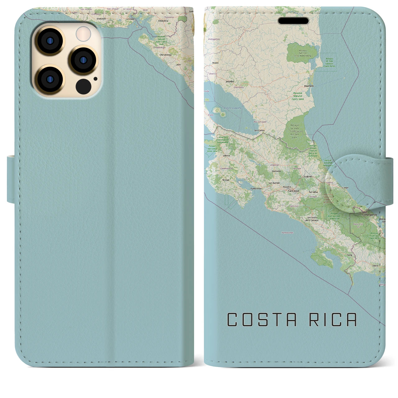 【コスタリカ】地図柄iPhoneケース(手帳タイプ)
