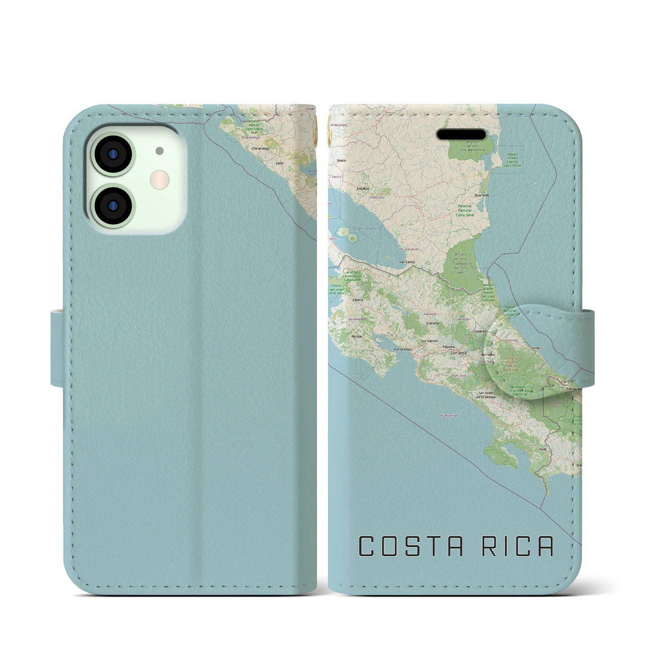 【コスタリカ】地図柄iPhoneケース(手帳タイプ)