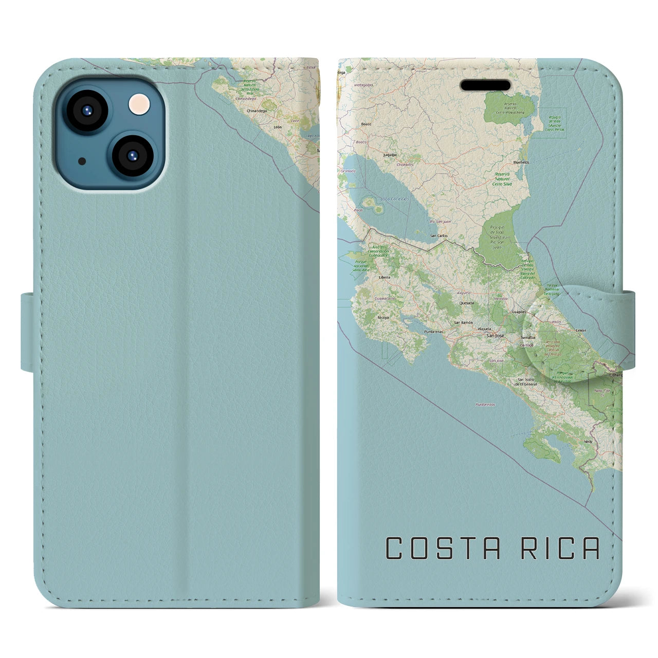 【コスタリカ】地図柄iPhoneケース(手帳タイプ)