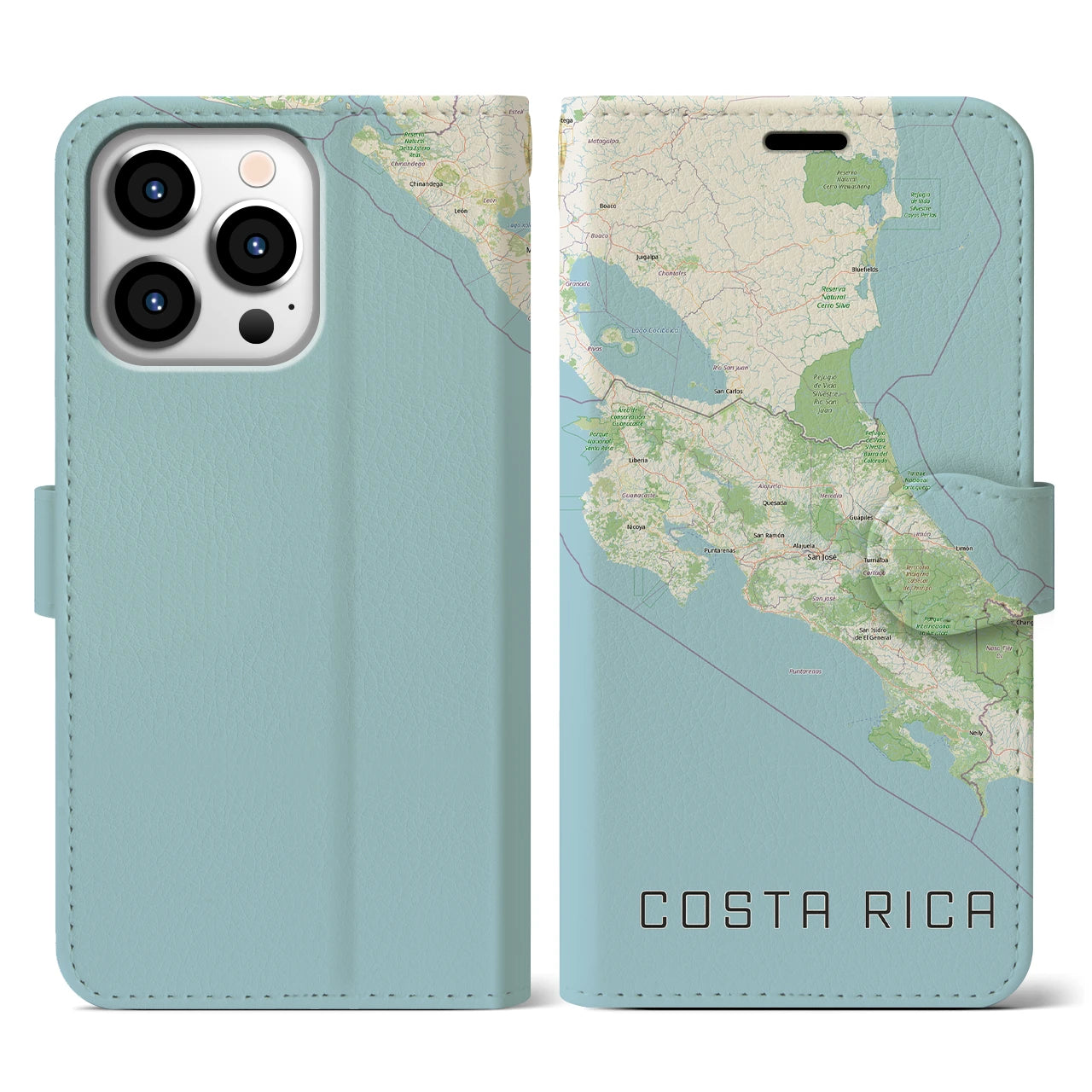 【コスタリカ】地図柄iPhoneケース(手帳タイプ)