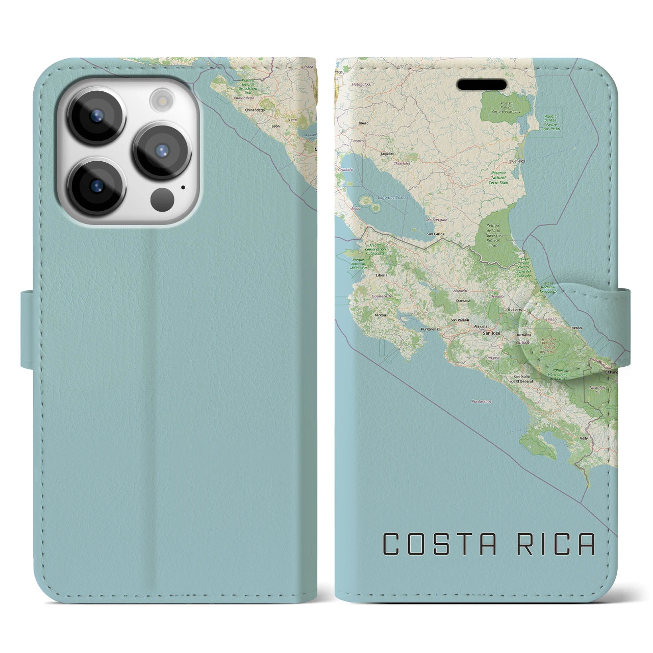 【コスタリカ】地図柄iPhoneケース(手帳タイプ)