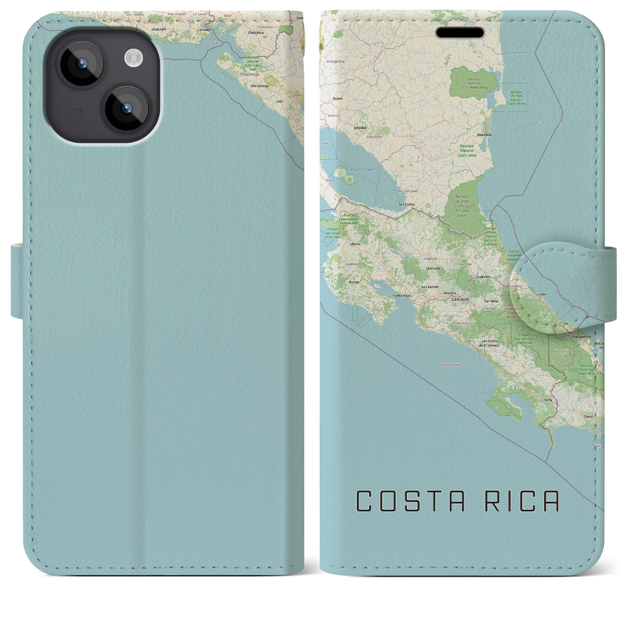 【コスタリカ】地図柄iPhoneケース(手帳タイプ)