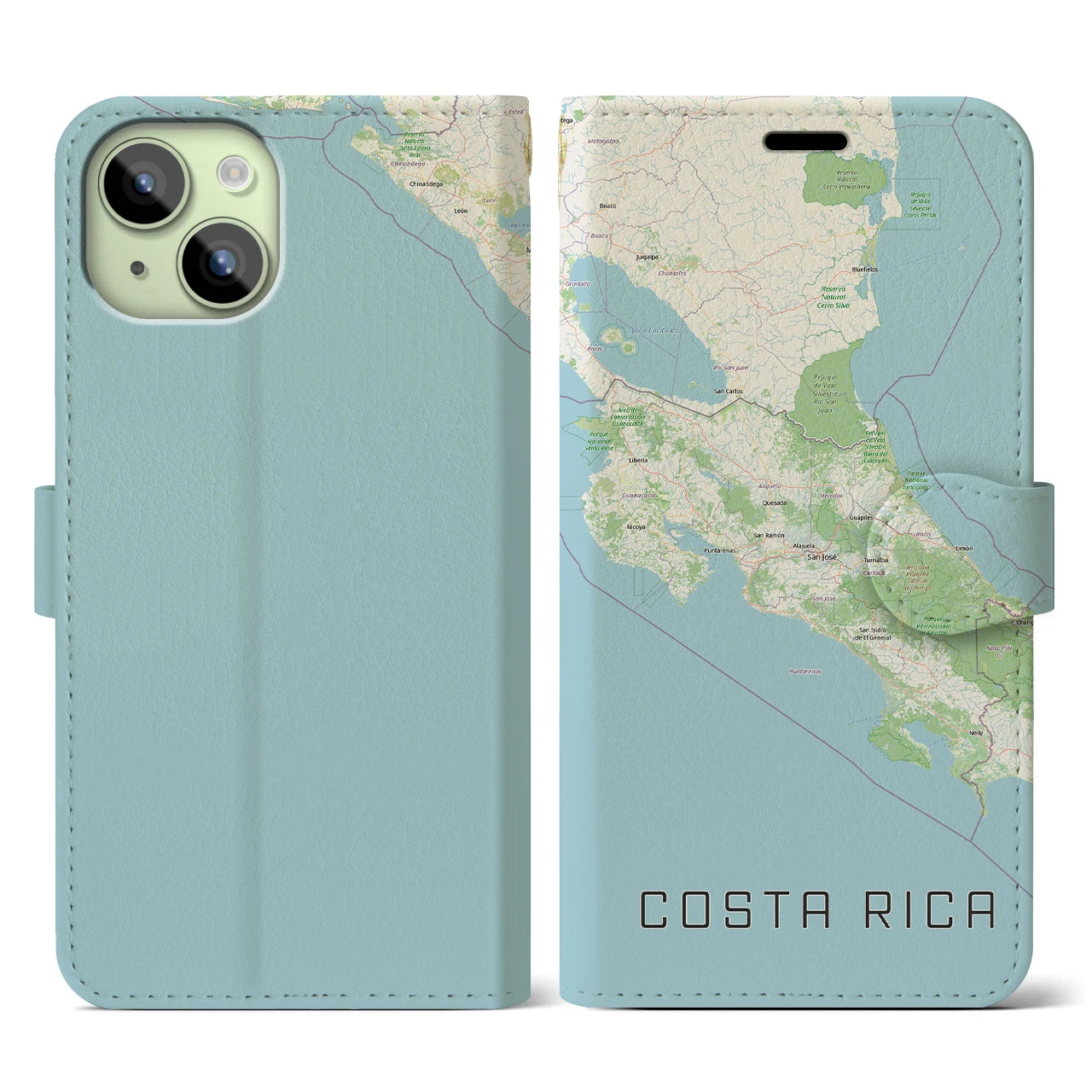 【コスタリカ】地図柄iPhoneケース(手帳タイプ)