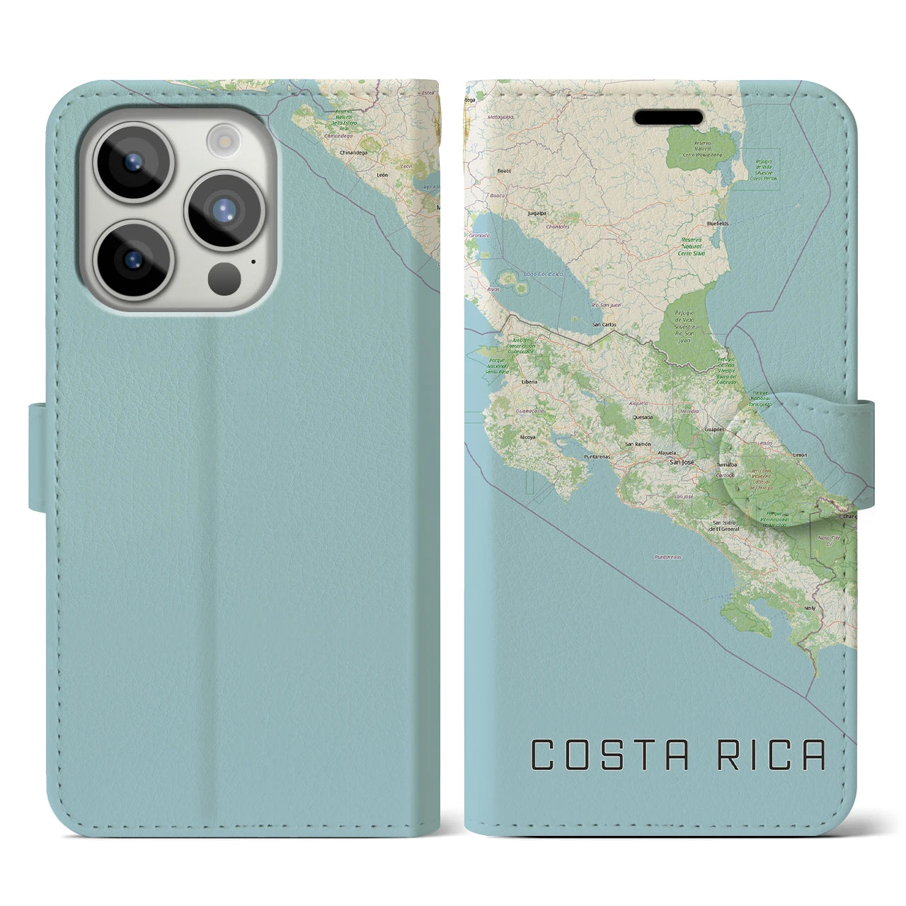 【コスタリカ】地図柄iPhoneケース(手帳タイプ)